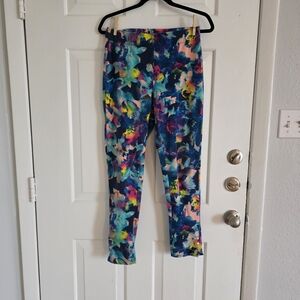Womens' Multicolor Floral Pattern Stretch Leggings - Blue Multi